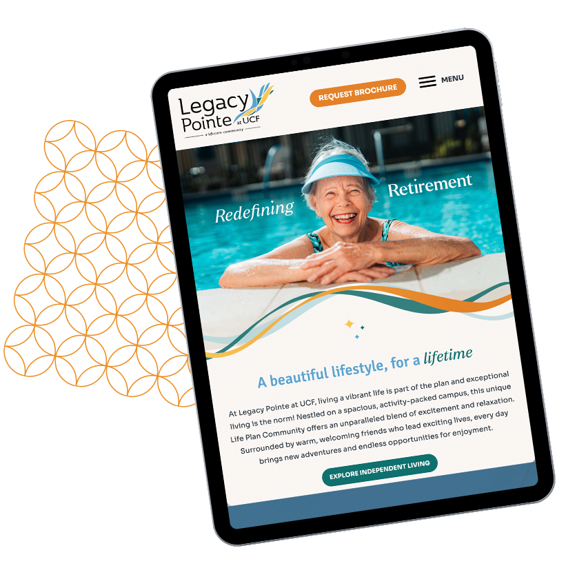 Legacy Pointe's Website Redesign on an iPad screen.