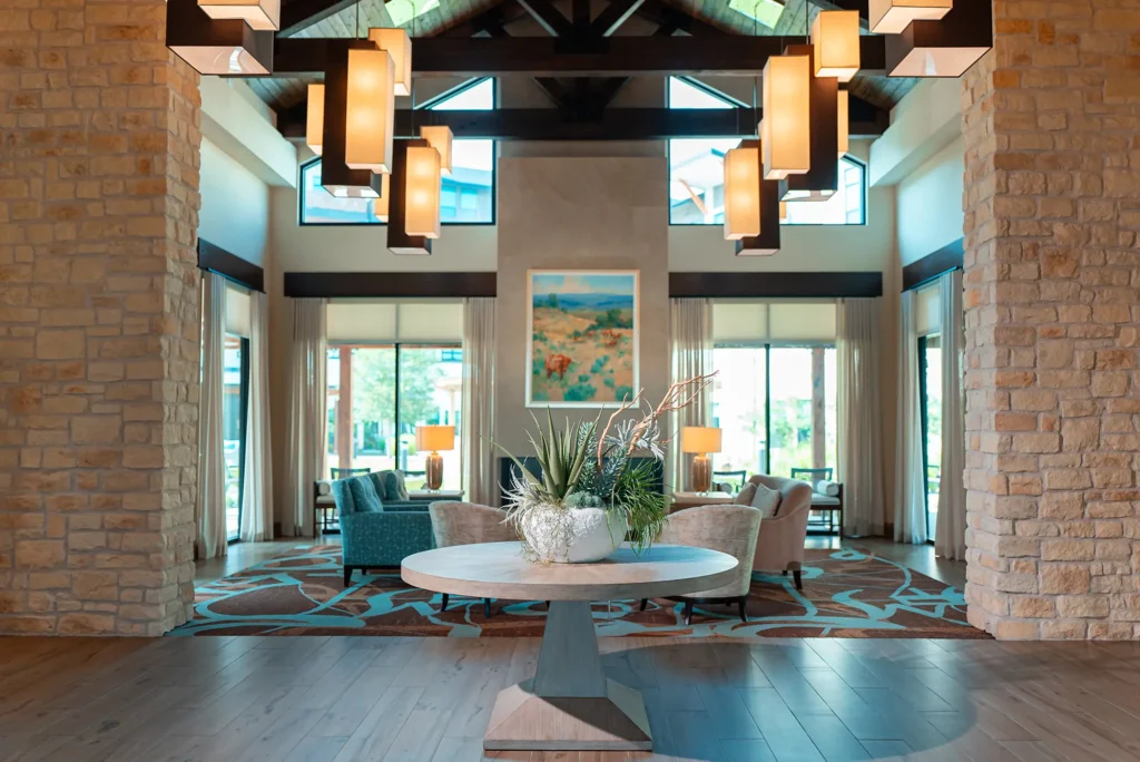 Interior of The Outlook at Windhaven's lobby.